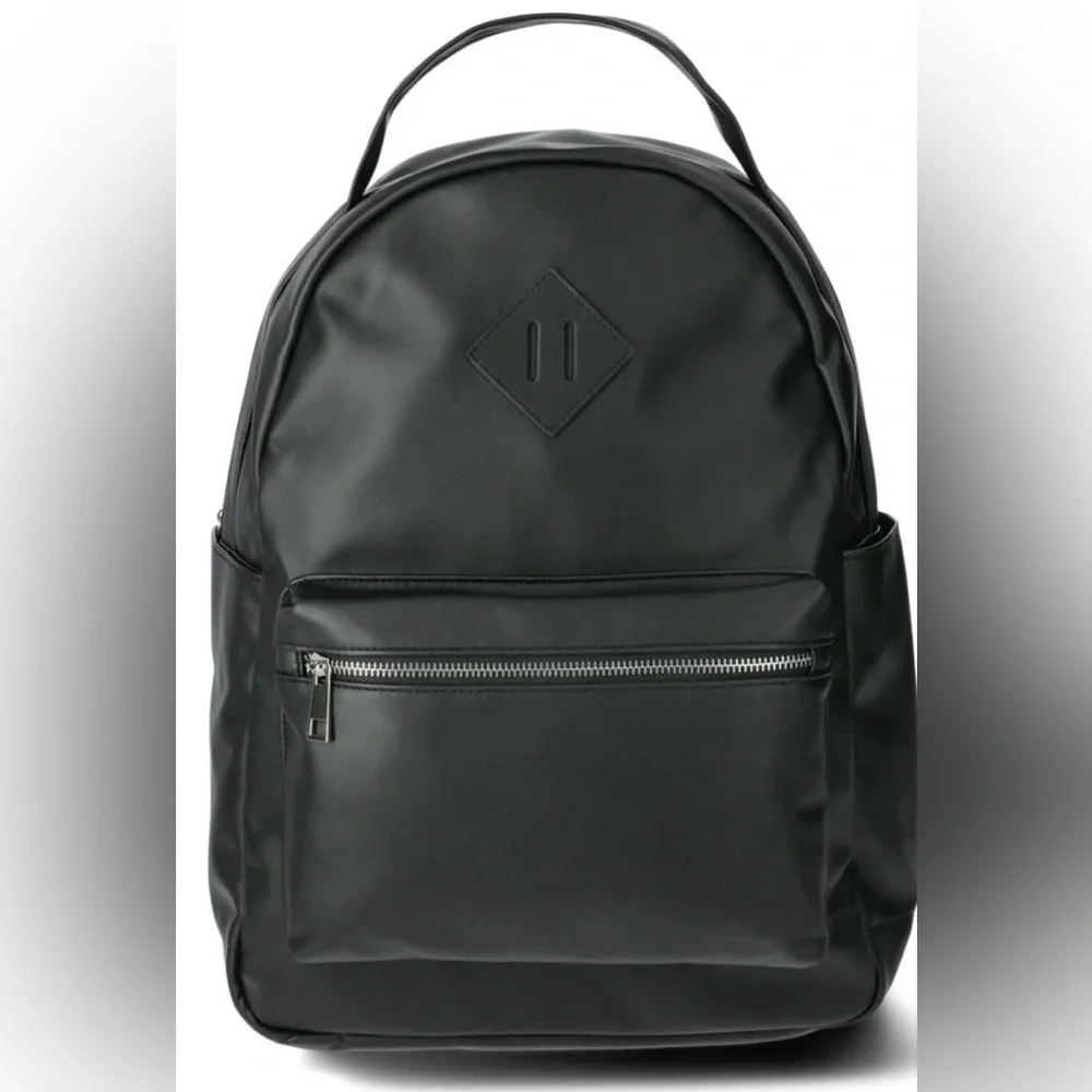No Boundaries Black Faux Leather Dome Backpack NWT Minimalist Chic